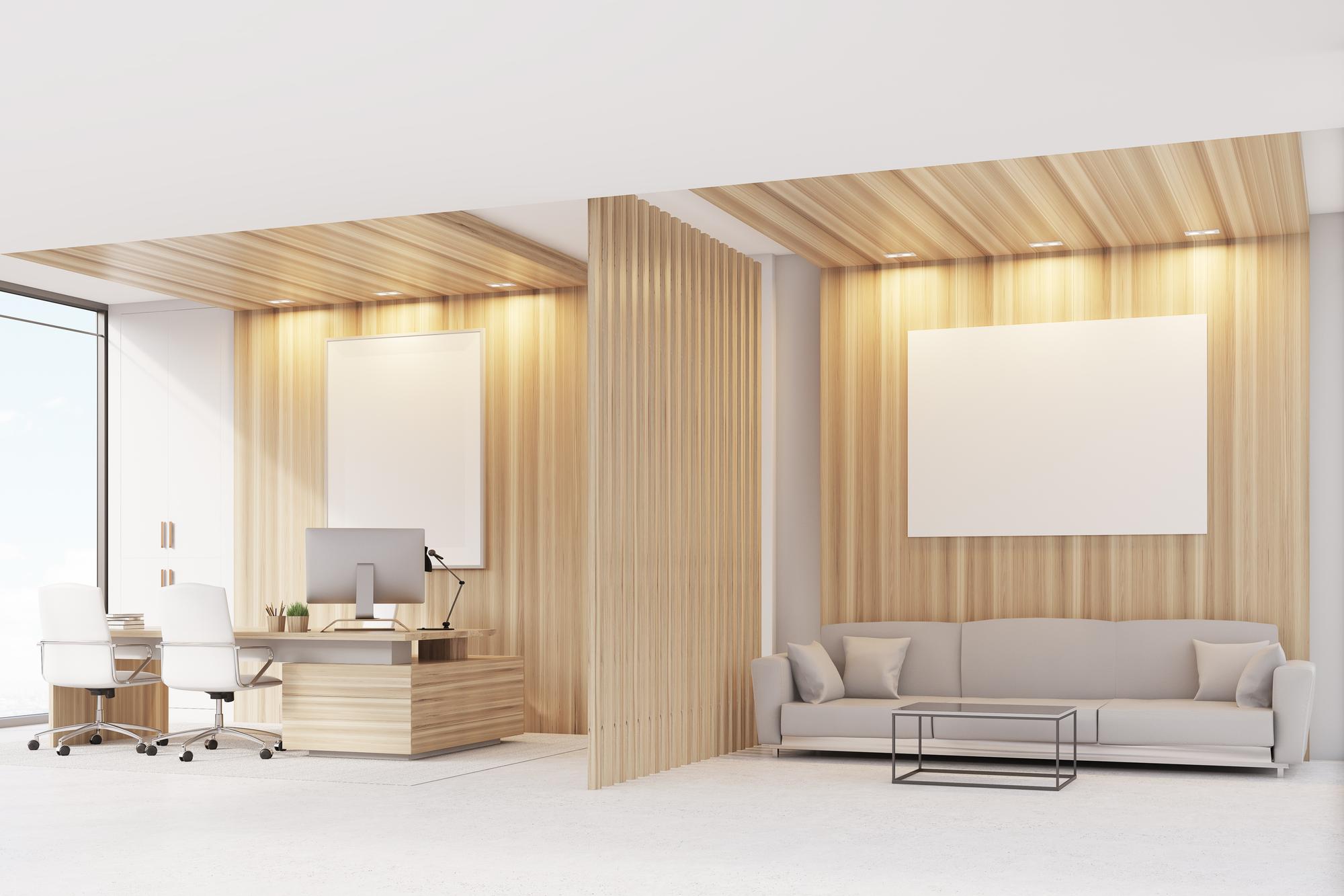 Birou agenție imobiliară cu panouri plutitoare